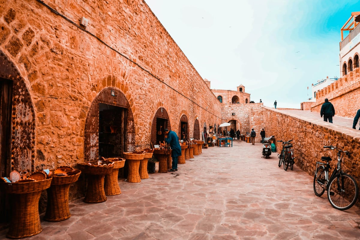 Blue and white streets of Essaouira medina during a 5 day Marrakech to Essaouira Atlantic Coast tour